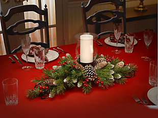 National Tree Company Frosted Berry Centerpiece and Candle Holder, , rollover