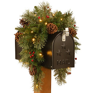 National Tree Company Colonial Mailbox Swag with Battery Operated Warm White LED Lights, , large