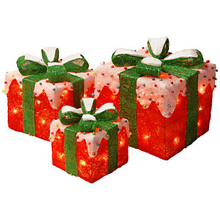 National Tree Company Pre-Lit Red Sisal Gift Box Assortment, , large