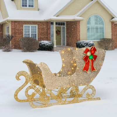 38in. Santa's Sleigh with LED Lights, , rollover