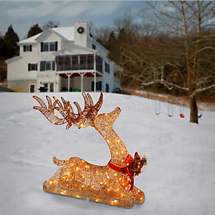National Tree Company 31" Pre-lit Resting Reindeer, , rollover