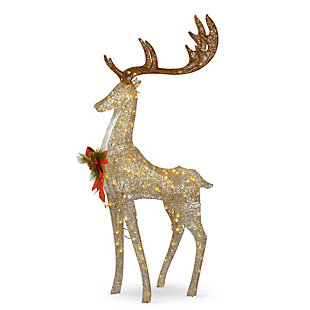 National Tree Company Pre-lit Crystal Champagne Standing Buck, , large