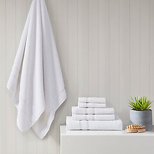 510 Design White 100% Turkish Cotton 6 Piece Towel Set, White, rollover