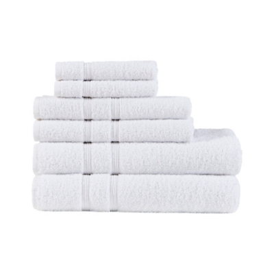 510 Design White 100% Turkish Cotton 6 Piece Towel Set, White, large