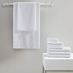510 Design White 100% Cotton 12 Piece Antimicrobial Bath Towel Set, White, rollover