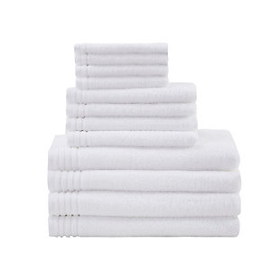 510 Design White 100% Cotton 12 Piece Antimicrobial Bath Towel Set, White, large