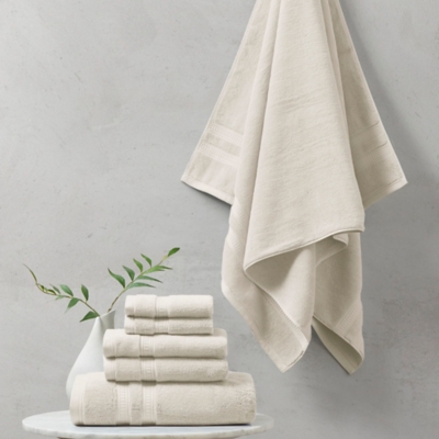 Beautyrest Ivory 100% Cotton Feather Touch Antimicrobial Towel 6 Piece Set, Ivory, rollover