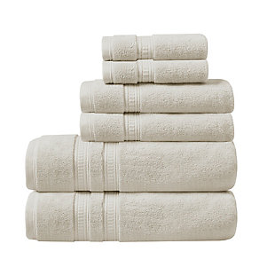 Beautyrest Ivory 100% Cotton Feather Touch Antimicrobial Towel 6 Piece Set, Ivory, large