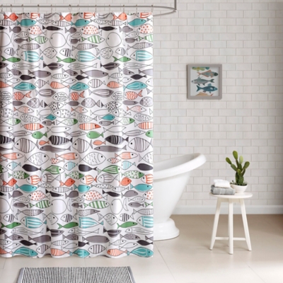 HipStyle Multi 72x72" Cotton Printed Shower Curtain, , large