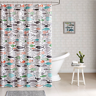HipStyle Multi 72x72" Cotton Printed Shower Curtain, , rollover
