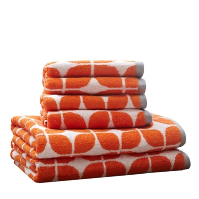 Intelligent Design Orange 6 Piece Cotton Jacquard Towel Set, Orange, large
