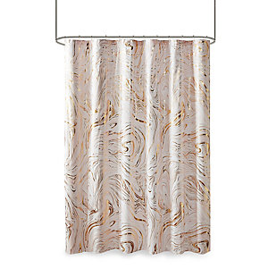 Intelligent Design Blush/Gold 72x72" Printed Marble Metallic Shower Curtain, Blush/Gold, large