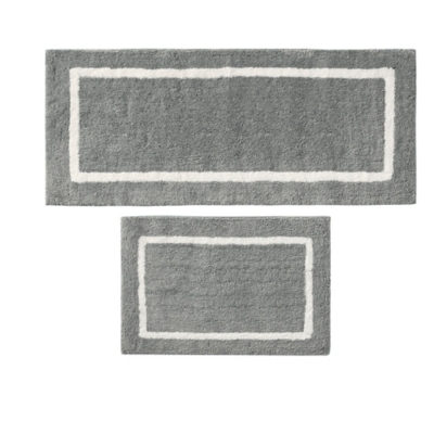 Madison Park Gray 24x60" Reversible High Pile Tufted Microfiber Bath Rug, Gray, large