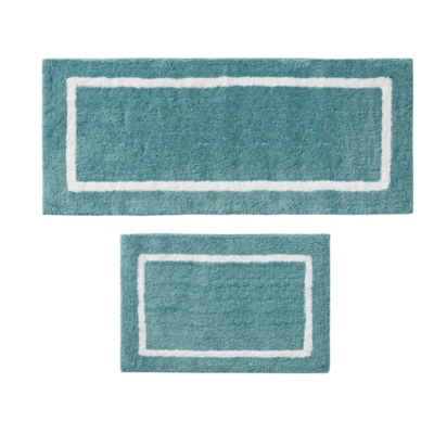 Madison Park Aqua 21x34" Reversible High Pile Tufted Microfiber Bath Rug, Aqua, large