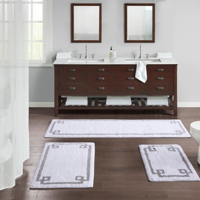 Madison Park White 24x72" Cotton Tufted Bath Rug, White, rollover