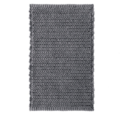 Madison Park Charcoal 24x40" 100% Cotton Chenille Chain Stitch Rug, Charcoal, large