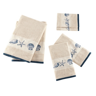 Madison Park Blue Embroidered Cotton Jacquard 6 Piece Towel Set, , large