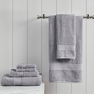 Madison Park Gray 6 Piece Organic Cotton Towel Set, Gray, rollover