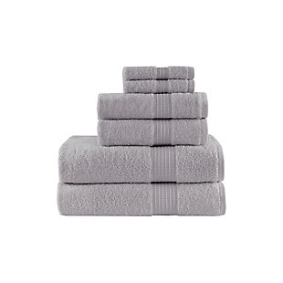 Madison Park Gray 6 Piece Organic Cotton Towel Set, Gray, large