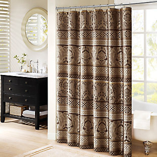 Madison Park Brown 72x72" Jacquard Shower Curtain, Brown, rollover