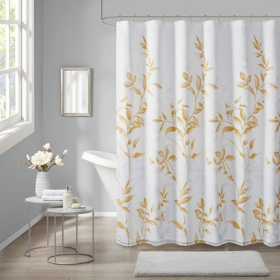 Madison Park Yellow 72x72 Burnout Printed Shower Curtain