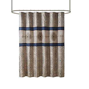 Madison Park Navy 72x72" Embroidered Shower Curtain, , large