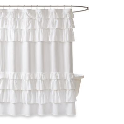 Madison Park White 72x72" Ruffled Shower Curtain, , large