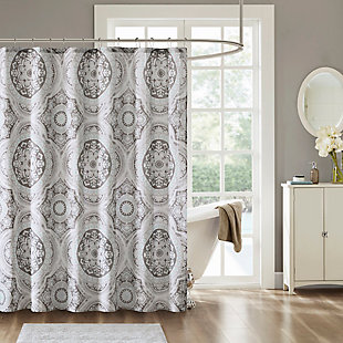 Madison Park Gray 72x72" Cotton Printed Shower Curtain, , rollover