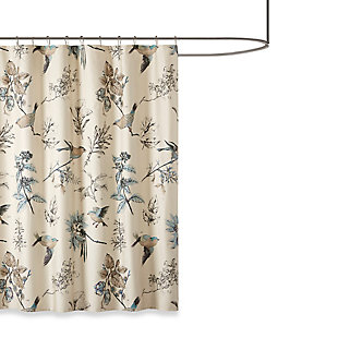 Madison Park Khaki 72x72" Printed Cotton Shower Curtain, , large