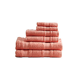 Madison Park Essentials Coral Super Soft 6 Piece Antimicrobial Cotton Towel Set, Coral, large