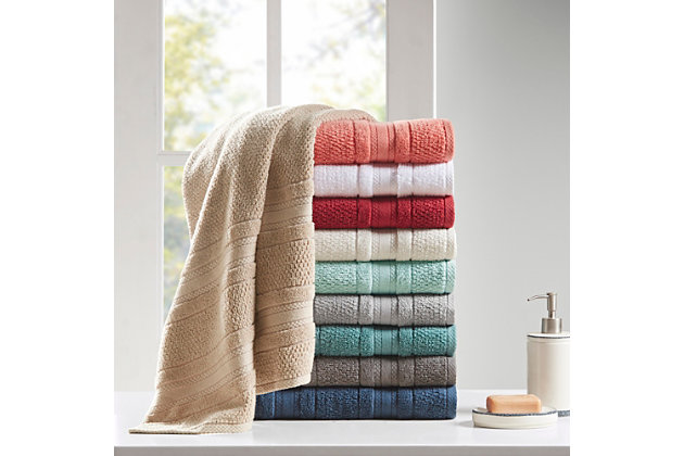 Our Madison Park Essentials Adrien Super Soft 6 Piece Cotton Towel Set introduces a simple and stylish update to your bathroom. This light weight performance cotton towel set features a zero twist construction making it incredibly soft and durable, while highly absorbent and quick drying at the same time. Bringing the best in health and wellness, these towels are also OEKO-TEX certified, meaning they do not contain any harmful chemicals or substances for better comfort and quality. In addition, each towel also features a SILVADUR™ antimicrobial treatment which provides built in freshness protection, inhibits growth of odor causing bacteria, and keeps linen newer, longer. Active for multiple washes, this treatment delivers long-lasting durable odor protection performance. Machine washable for easy care. Set includes: 2 bath (27x52), 2 hand (16x26), and 2 wash (12x12) towels.Includes 2 bath towels, 2 hand towels and 2 washcloths | Made of 100% cotton | Zero twist cotton yarn is super absorbent, yet quick dry | Double stitched, reinforced side seams | Oeko-Tex Certified, includes no harmful substances or chemicals | Dupont Silvadur anti-microbial treatment provides odor control, prevents bacteria buildup, enhances hygiene and extends product life by keeping linen fresher, longer | Machine washable | Imported