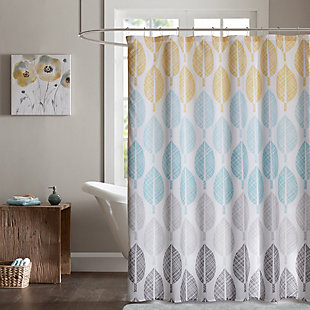 Madison Park Essentails Yellow/Aqua 72x72" Printed Shower Curtain, , rollover