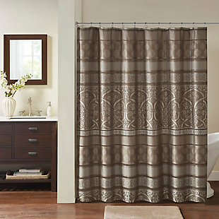 Madison Park Essentials Brown 72x72" Jacquard Shower Curtain, , rollover