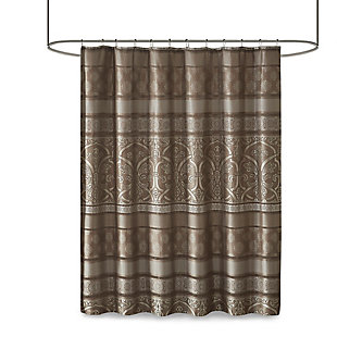 Madison Park Essentials Brown 72x72" Jacquard Shower Curtain, , large