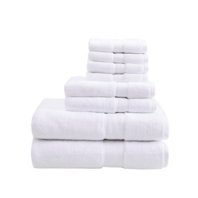 Madison Park Signature White 100% Cotton 8 Piece Antimicrobial Towel Set, White, large
