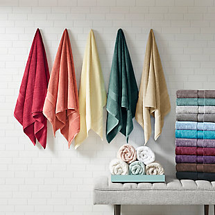 Provide a fresh update to your bathroom with the luxurious Madison Park Signature 8-piece bath towel set. This spa-like quality towel set is made of premium long staple cotton that is highly absorbent and creates a luxuriously soft feel, while the double ply loop construction increases thickness, absorbency and ensures less lint. Each towel is finished with double-stitched side hems for long lasting durability.Includes 2 oversized bath towels, 2 hand towels and 2 washcloth | Made of 100% cotton | Double stitched side hems  | Oeko-Tex Certified, includes no harmful substances or chemicals | Dupont Silvadur anti-microbial treatment provides control, prevents bacteria buildup, enhances hygiene and extends product life by keeping linen fresher, longer | Machine washable | Imported