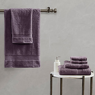 Madison Park Signature Purple 100% Egyptian Cotton 6 Piece Towel Set, Purple, rollover