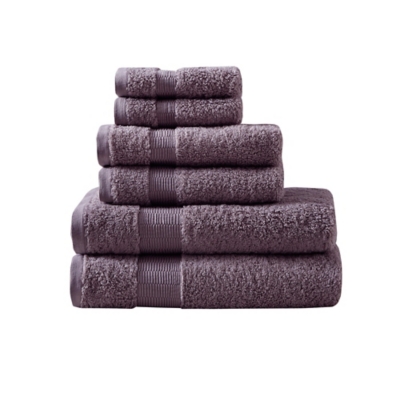 Madison Park Signature Purple 100% Egyptian Cotton 6 Piece Towel Set, Purple, large