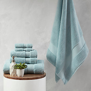 Madison Park Signature Blue 1000gsm 100% Cotton 6 Piece Towel Set, Blue, rollover