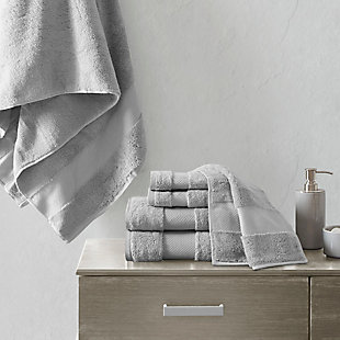 Madison Park Signature Gray Cotton 6 Piece Bath Towel Set, Gray, rollover