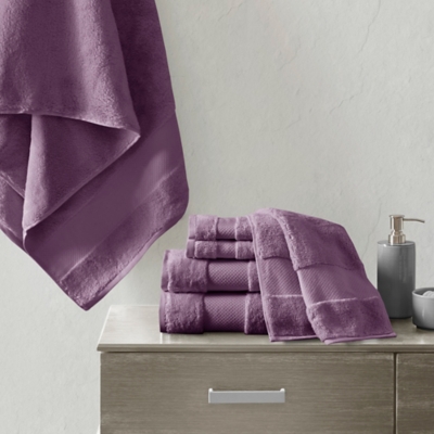 Madison Park Signature Purple Cotton 6 Piece Bath Towel Set, Purple, large