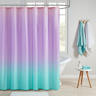 Mi Zone Aqua 72x72" Ombre Printed Glitter Shower Curtain, , rollover