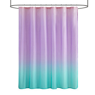 Mi Zone Aqua 72x72" Ombre Printed Glitter Shower Curtain, , large