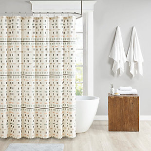 Urban Habitat Aqua 70x72" Cotton Jacquard Shower Curtain, , rollover