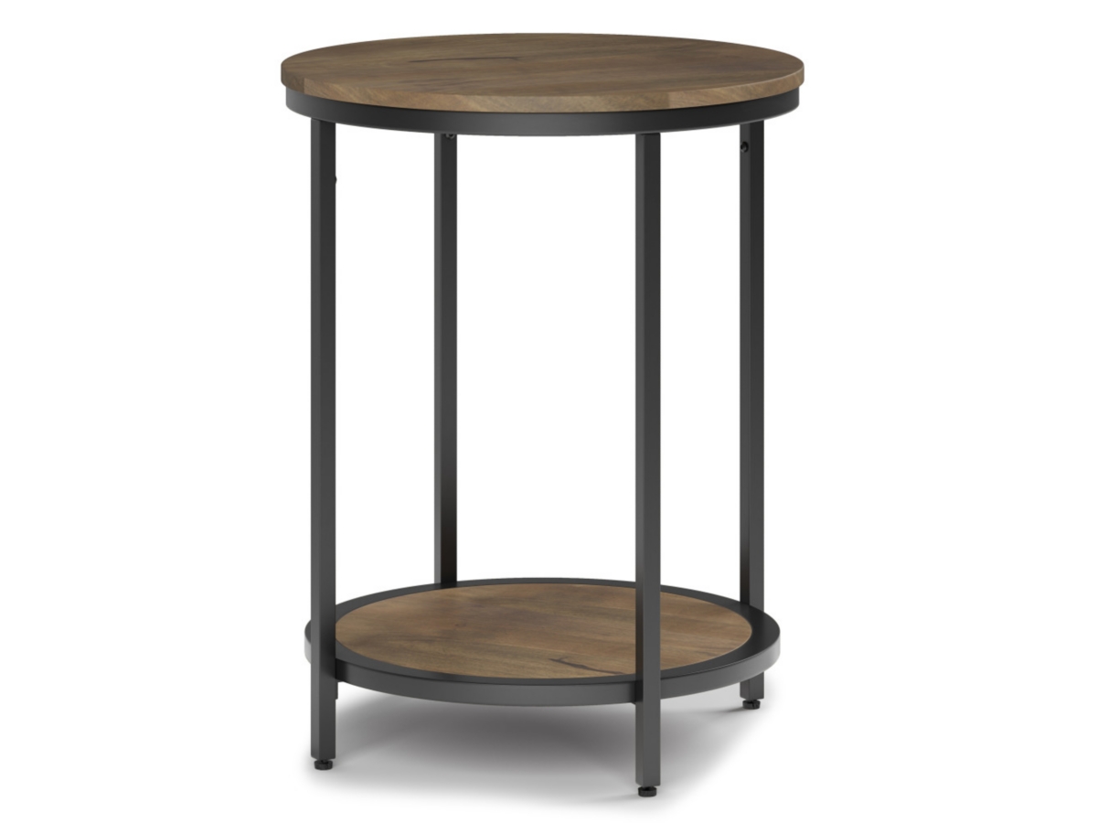 Simpli Home Jenna Round Side Table, Warm Gray, large