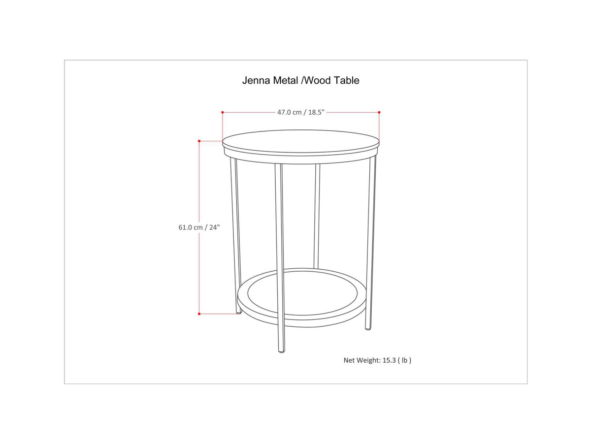 Simpli Home Jenna Round Side Table, Warm Gray, large