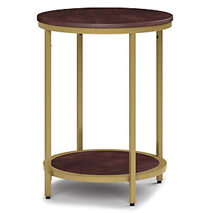 Simpli Home Jenna Round Side Table, Dark Brown/Gold, large