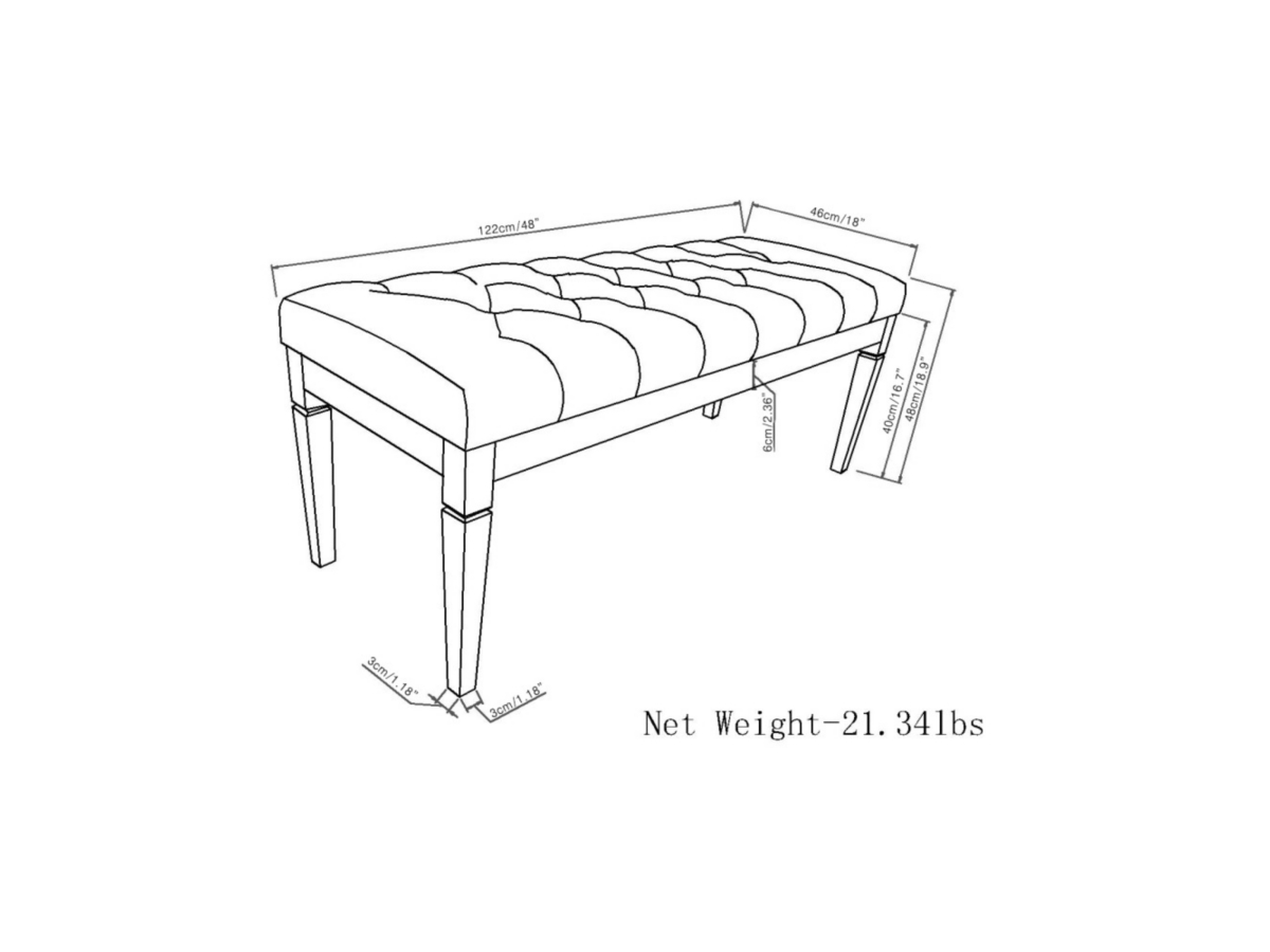 Simpli Home Waverly Tufted Ottoman Bench, Distressed Brown, large