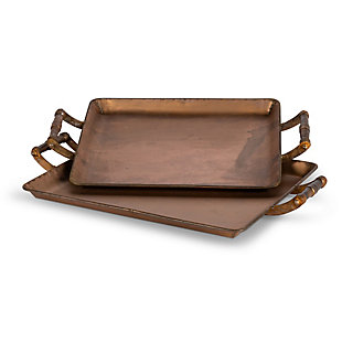 The Gerson Company Copper Color Iron Decorative Trays (Set of 2), , large