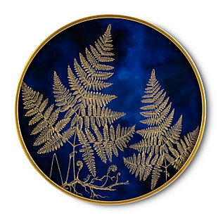 The Gerson Company Blue and Gold Glass Trays with Fern Accents (Set of 2), , rollover